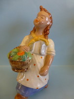 Hops ceramic, little girl with a large flower basket. Flawless!