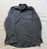 Long-sleeved men's shirt 6.: Gray-black striped shirt (f&f)