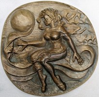 Bartos Endre (1930-2006): A LORELEY, relief (dombormű), 21,3 cm, 2,68 kg, bronz