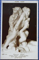 Antique photo postcard/ rodin - faun and nymph. Published by the Rodin Museum