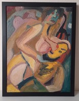 Miklós Németh: making love, 1990, painting