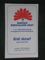 Card Calendar, politics, József Gráf MSZP, Szigetvár, 1994