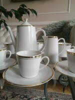 Epiag Czechoslovakia, 6 személyes fehér-arany, porcelán kávéskészlet 1960