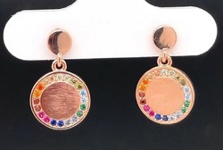 Cheerful multi zircon stone earrings 925, rose gold-plated - new