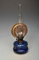 Kerosene lamp, wall lamp, peasant lamp, blue glass container - works.