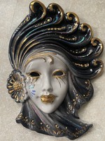 Numbered, hand-painted gilded Venetian porcelain mask