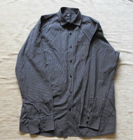 Long-sleeved men's shirt 7.: Gray-black striped shirt (f&f)