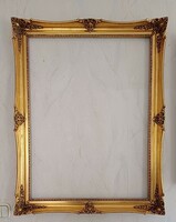 Beautiful 60 x 80 cm picture frame, painting frame with mirror lace pattern, flat gold, beautiful stand