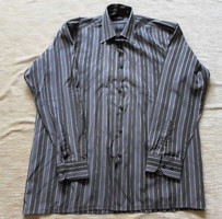 Long-sleeved men's shirt 8.: Gray-black striped shirt (renew)