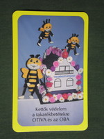 Kártyanaptár, Takarékszövetkezet, reklám figura méh, 1997