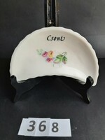 Witeg Kőporc - porcelán csontos tányér - csont felirattal és virág díszítéssel /368/