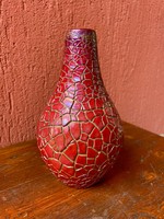 Zsolnay repesztett ökörvér színű (Eozin) mázas 18 cm-es váza