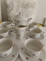 Zsolnay antik, manófüles teás készlet Pécsi Porcelángyár jelzéssel