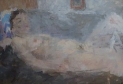 János Polák: reclining female nude