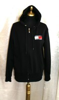 L-size black, zippered leisure top, front pocket, hood