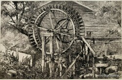 Copper engraving of Csaba Rékassy (1937-1989) entitled Watermill (around 1970) / 25x39 cm /