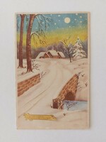 Old postcard Christmas postcard snowy landscape