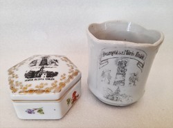Máriabesnyő (Gödöllő) memorial cup and bonbonnier