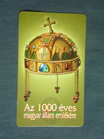 Card calendar, politics, small farmer party, Budapest, holy crown, 2000