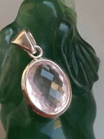 Rose quartz 925 sterling silver pendant