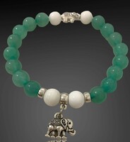 Jade mineral bracelet with elephant pendant