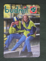 Kártyanaptár, Budmil sport ruházat divat,férfi női modell, Budapest, 2000