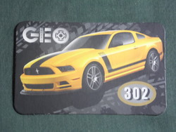 Kártyanaptár,GEO,FORD Mustang Boss 302 autó  2014