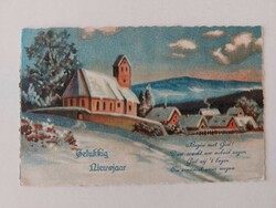 Old postcard 1931 Christmas postcard snowy landscape