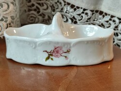 Vintage stilusú ARPO román porcelán rózsás asztali sótartó