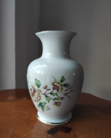 Klasszikus hasas sárga virágos hollóházi porcelán váza