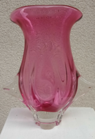 Art-Deco Josef Hospodka cseh Bohemia üveg váza . Alkudható.