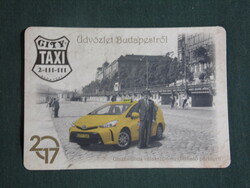 Card calendar, city taxi, Budapest, 2017
