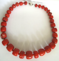 Huge coral necklace with silver magnet clasp
