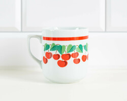 UTOLSÓ LEHETŐSÉG Royal Dux retro porcelán bögre cseresznye mintával - vintage csésze