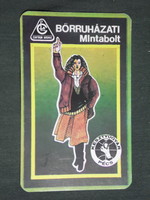Kártyanaptár, Pécs kesztyű gyár, bőrruházat mintabolt,grafikai rajzos, 1980