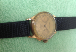 Bossinger svájci 18 k-os arany chronograph karóra,jól működő patinás darab