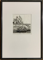 Csaba Rékassy (1937-1989) Ovid - xiv. Macareus, Ulysses and Circe (1977) c. Copper engraving /20x20 cm/