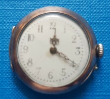 Silver women's pocket watch with push-button adjustment