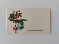 Old mini postcard 1962 Christmas greeting card pine branch