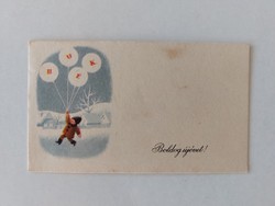 Old mini postcard New Year's greeting card snowy landscape