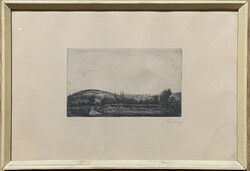 Jenő Barcsay (1900-1988) hills of Szentendre (circa 1920) c. Etching /12x20 cm/