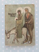 Régi karácsonyi képeslap Szent Család