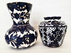 2 pcs. Antique Hódmezővásárhely ceramic vase - lázi and baán