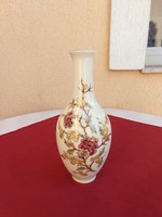 Zsolnay hosszú nyakú virágos váza,,27 cm,,,Hibátlan!