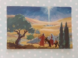 Old Christmas card Nativity scene postcard