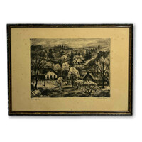 Ferenc Bordás (1911-1982) tree flowering - wonderful landscape depiction (etching) /invoice provided/