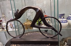 Bronze sculpture racing bicycle