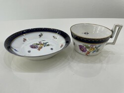 Antique old Herend flower pattern cup and saucer plate bowl