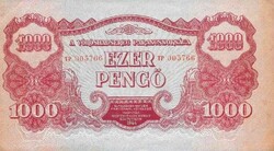 1000 pengő 1944 Hajtatlan! alacsony sorszám 1.