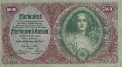 5000 kronen korona 1922 Ausztria